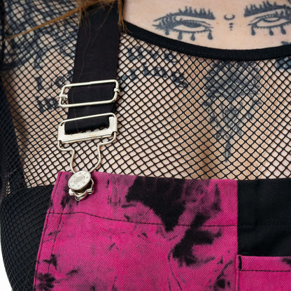 Vixxsin Petra Dungarees Black and Pink Tie Die