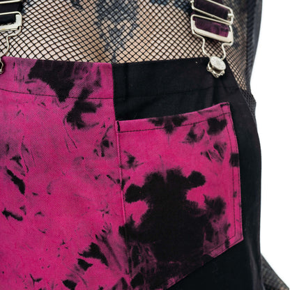 Vixxsin Petra Dungarees Black and Pink Tie Die