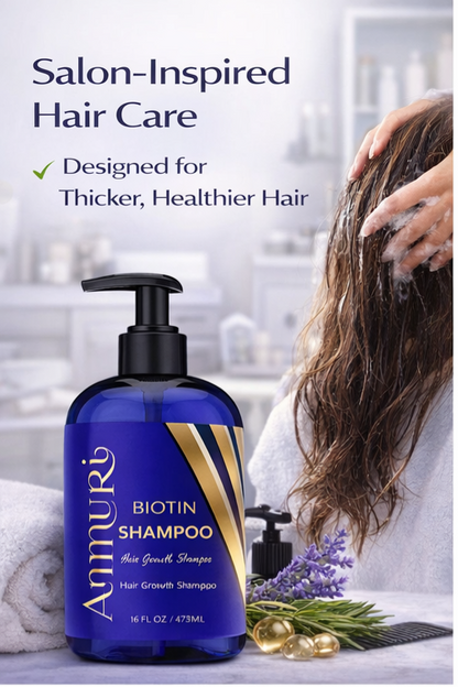 Ammuri Biotin Shampoo – DHT Blocker for Thicker, Fuller-Looking Hair | 473ml