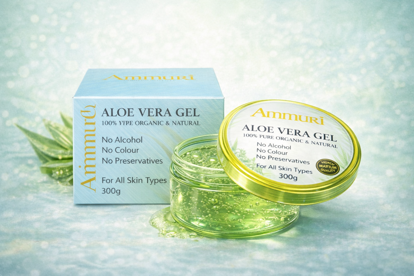 Ammuri Organic Aloe Vera Gel 300g – Pure Hydration for Face, Body & Hair