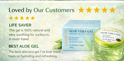 Ammuri Organic Aloe Vera Gel 300g – Pure Hydration for Face, Body & Hair