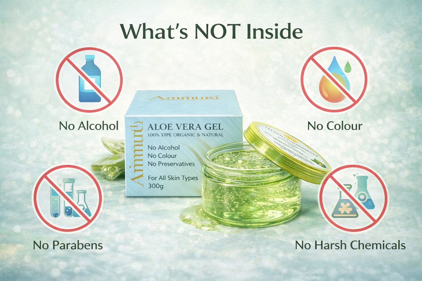Ammuri Organic Aloe Vera Gel 300g – Pure Hydration for Face, Body & Hair