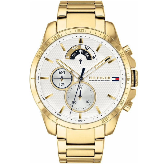 Tommy Hilfiger Men’s Watch Stainless Steel Gold Strap With White Dial And Gold Case 1791538