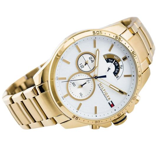 Tommy Hilfiger Men’s Watch Stainless Steel Gold Strap With White Dial And Gold Case 1791538
