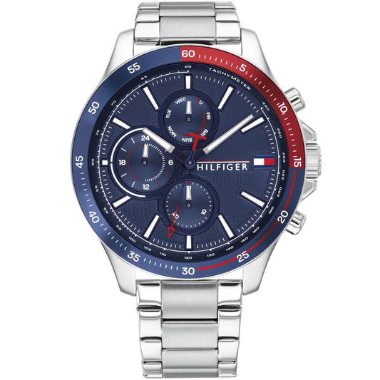 Tommy Hilfiger Men's Watch Stainless Steel Silver Strap With Blue Dial 1791718