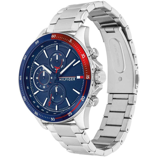 Tommy Hilfiger Men's Watch Stainless Steel Silver Strap With Blue Dial 1791718