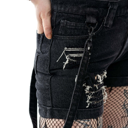 Vixxsin Undead Shorts Black Stonewash