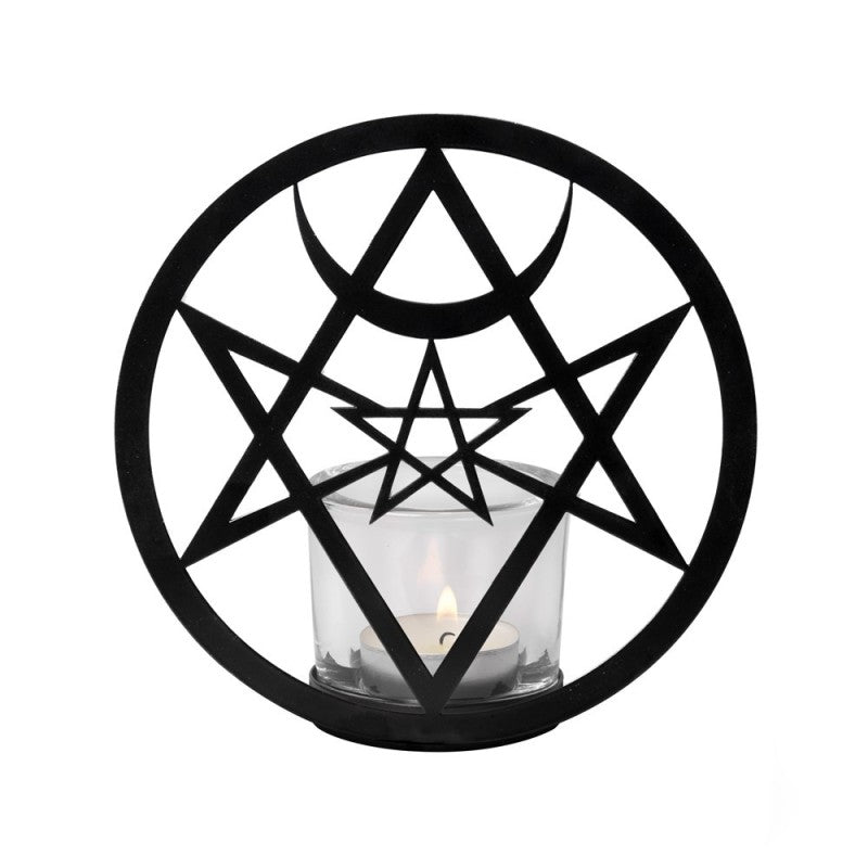 Hex Tealight Holder Gothic Iron Glass Candle Stand