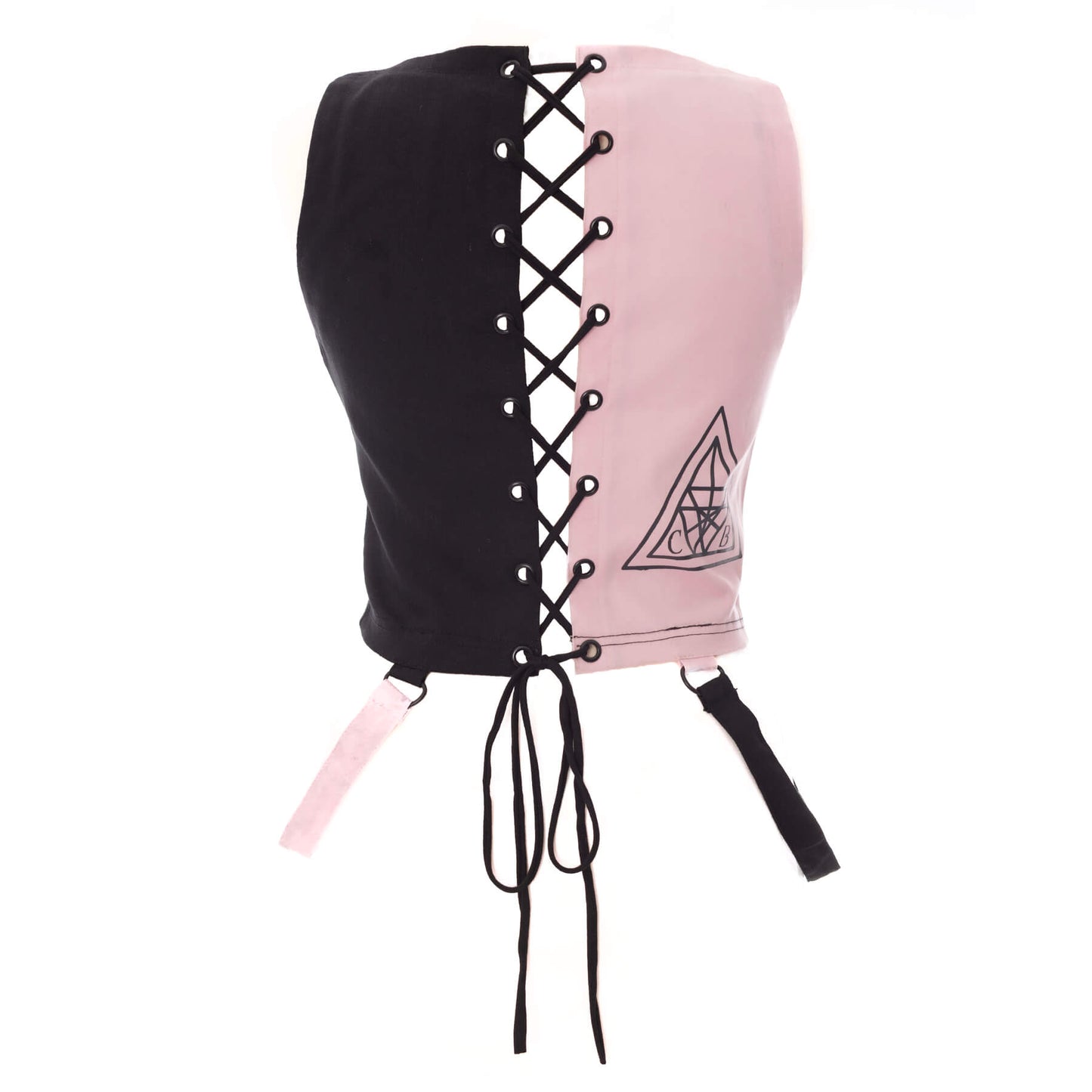 Chemical Black Veil and Void Top – Ladies Black/Pink Harness Crop Top