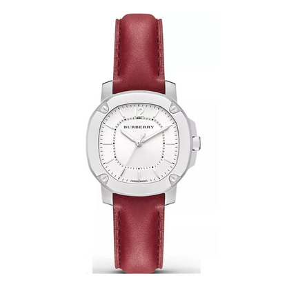 Burberry Brit The Britain White Dial Red Leather Strap Watch for Women - BBY1705