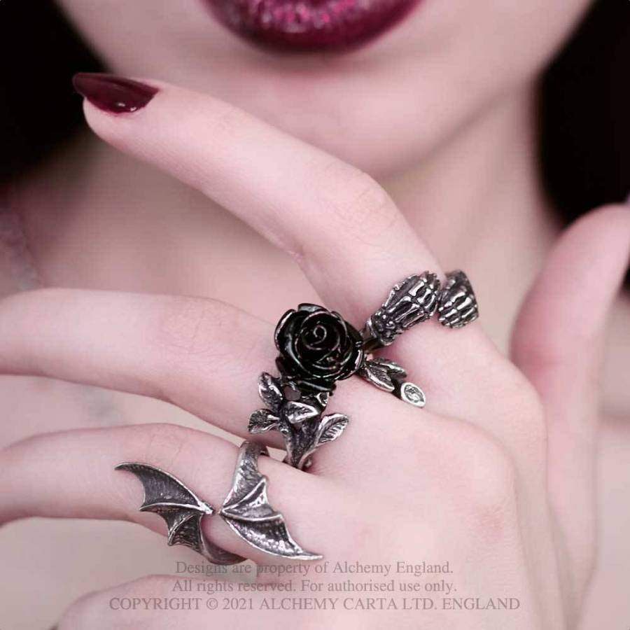 Alchemy Gothic Wild Black Rose Ring