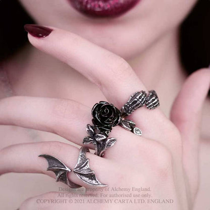 Alchemy Gothic Wild Black Rose Ring