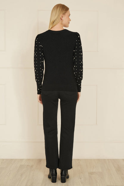 Yumi Black All Over Pearl Knitted Jumper