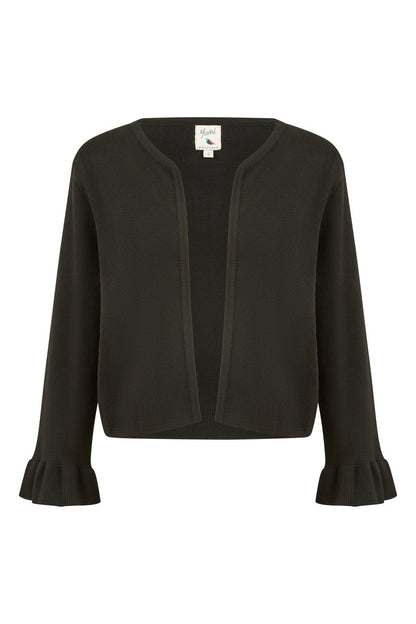 Yumi Black Cropped Cardigan With Bell Sleeves