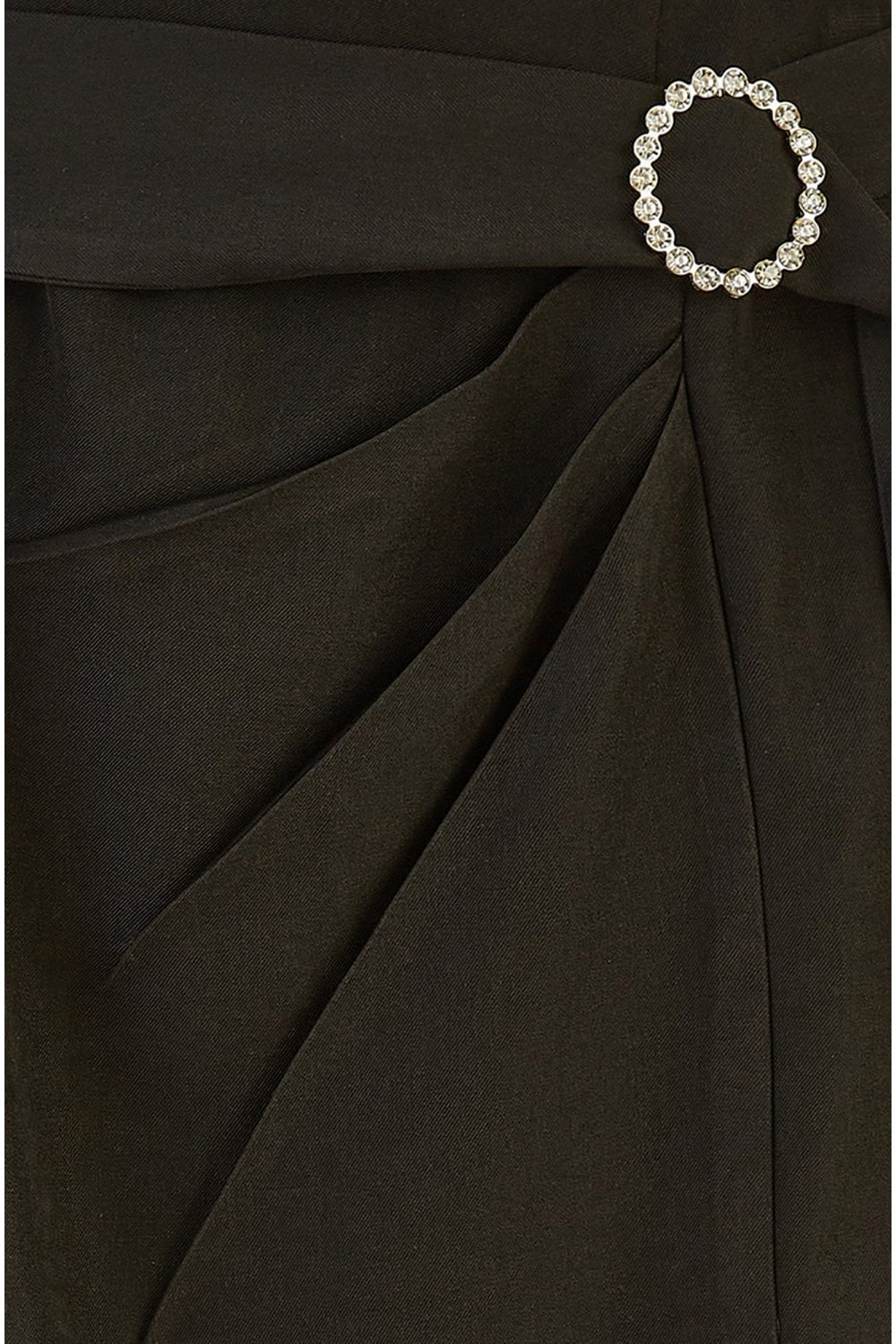 Yumi Black Diamante Buckle Faux Wrap Skirt With Split Hem