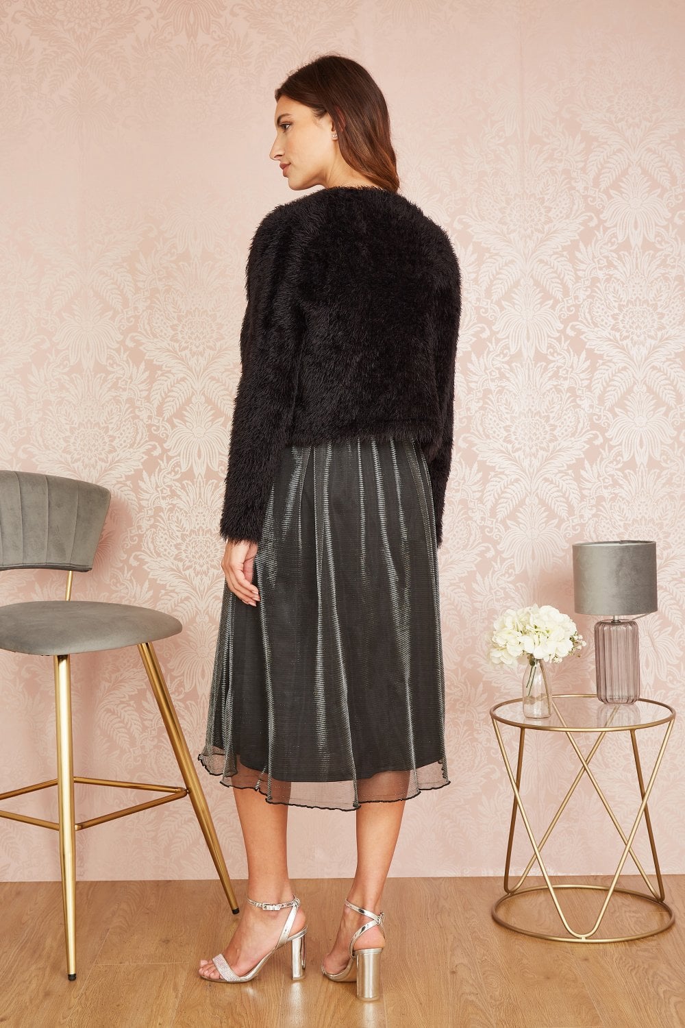 Yumi Black Eyelash Knit Bolero