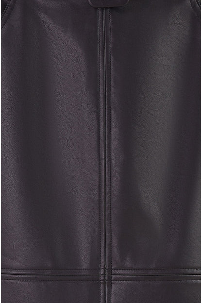 Yumi Black Faux Leather Midi Pencil Skirt With Matching Belt