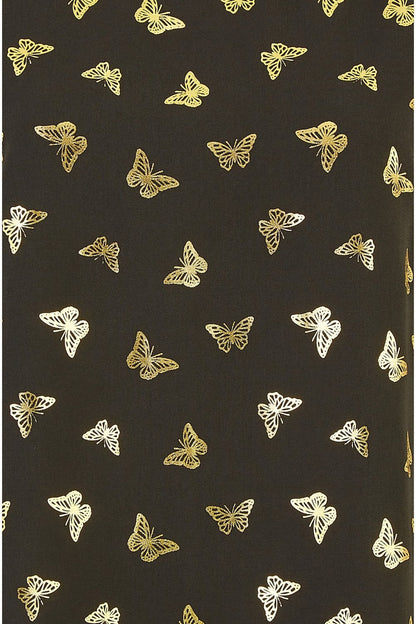 Yumi Black Foil Butterfly Print Top