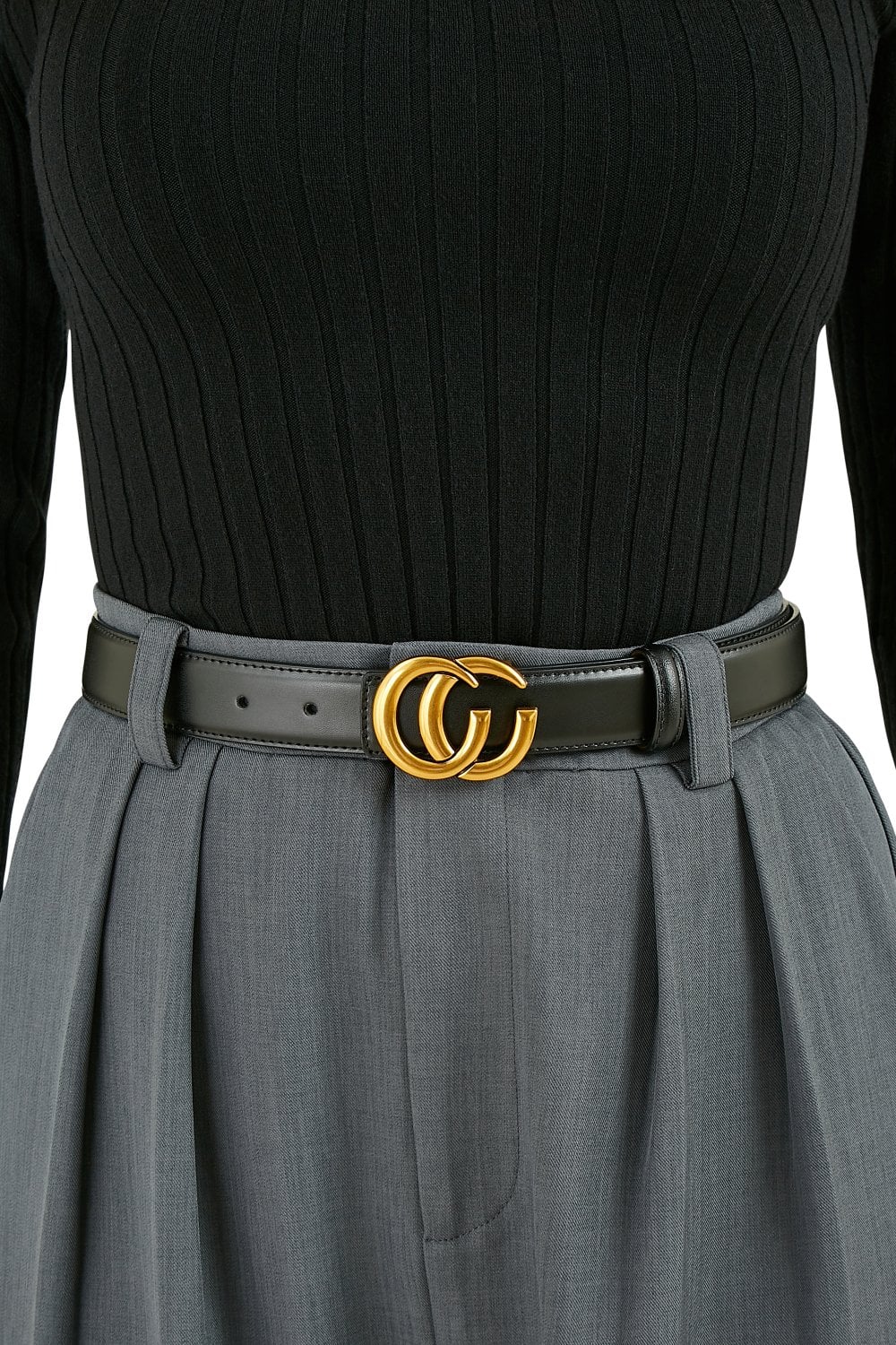 Yumi Black Gold Buckle Circle Belt