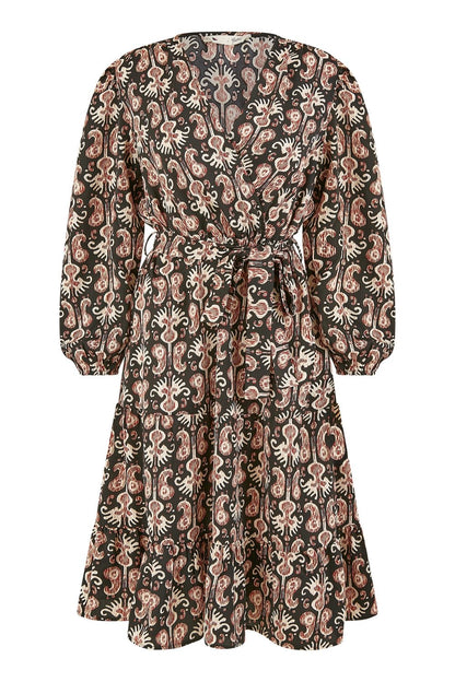 Yumi Black Ikat Long Sleeve Skater Dress