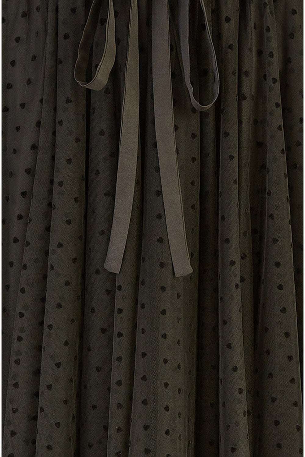 Yumi Black Mesh Heart Print Tulle Skirt