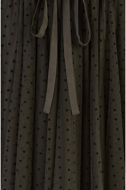 Yumi Black Mesh Heart Print Tulle Skirt