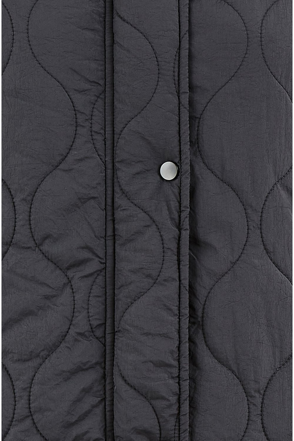 Yumi Black Padded Quilted Long Coat With Zip Detail And Hood