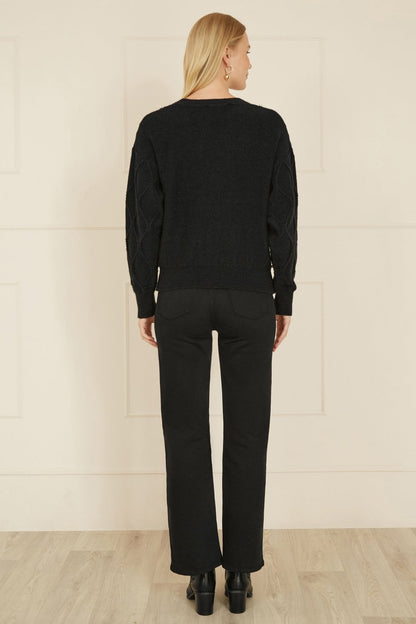 Yumi Black Pearl Cable Knit Cardigan