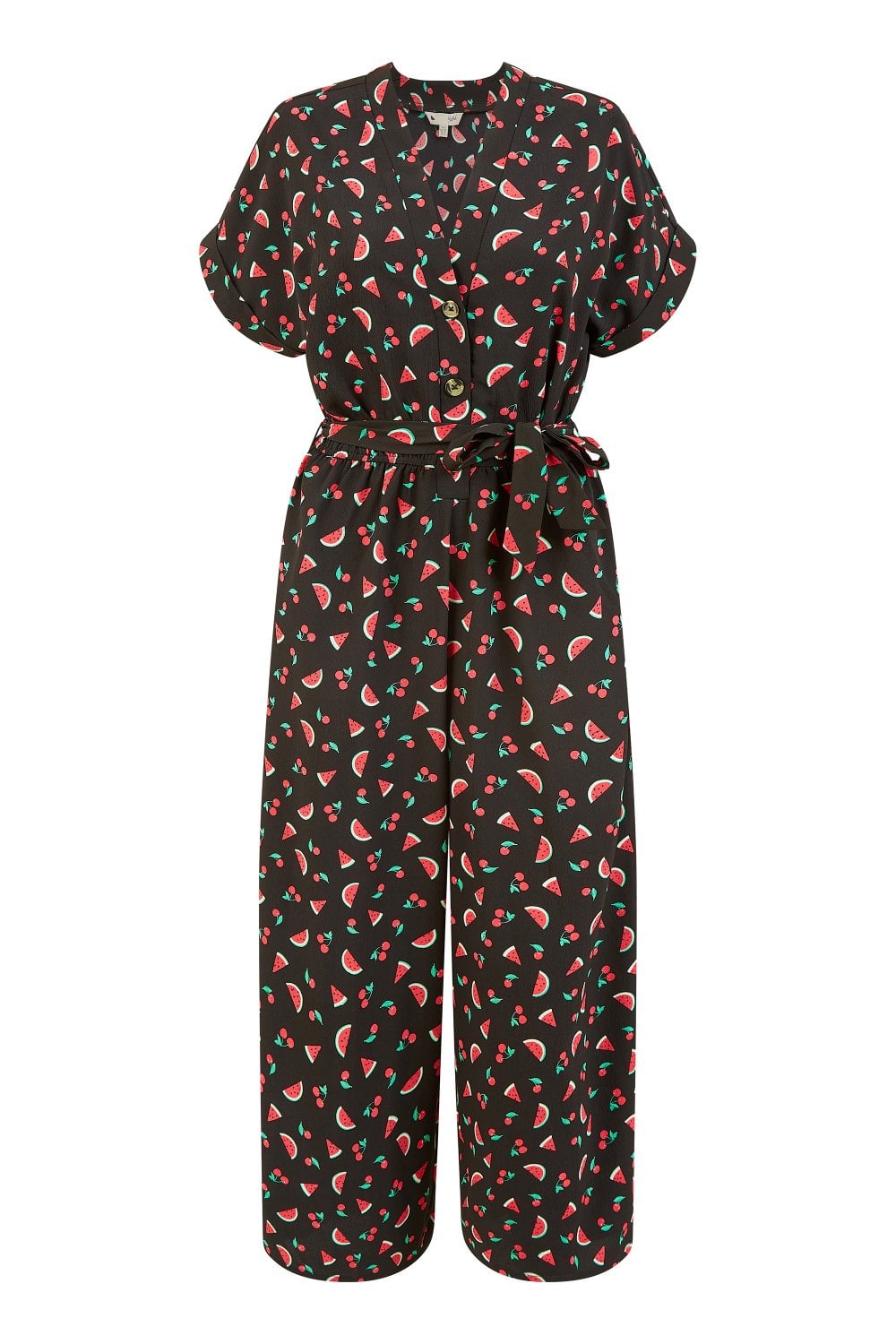 Yumi Black Recycled Watermelon Print Jumpsuit
