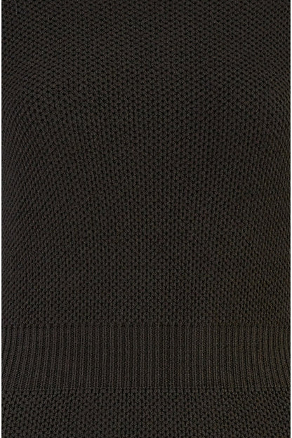 Yumi Black Roll Neck Knitted Dress With Fitted Waist