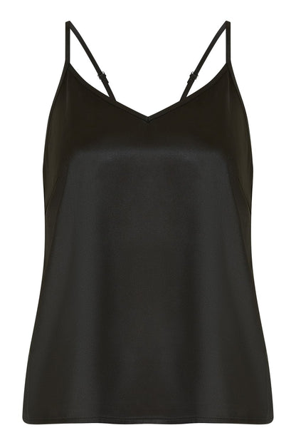 Yumi Black Satin Cami Top