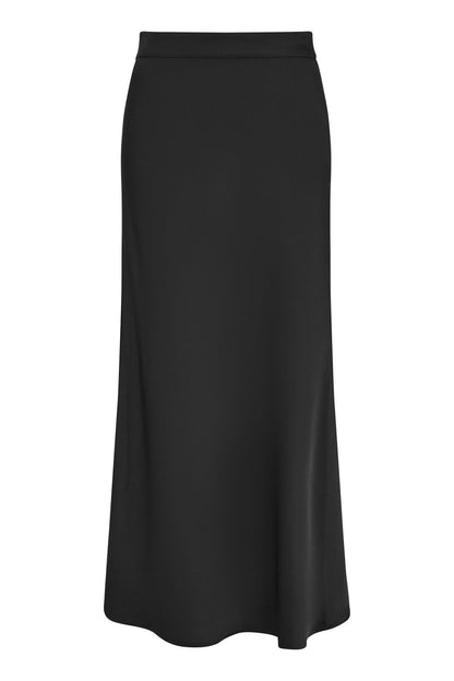Yumi Black Satin Midi Skirt