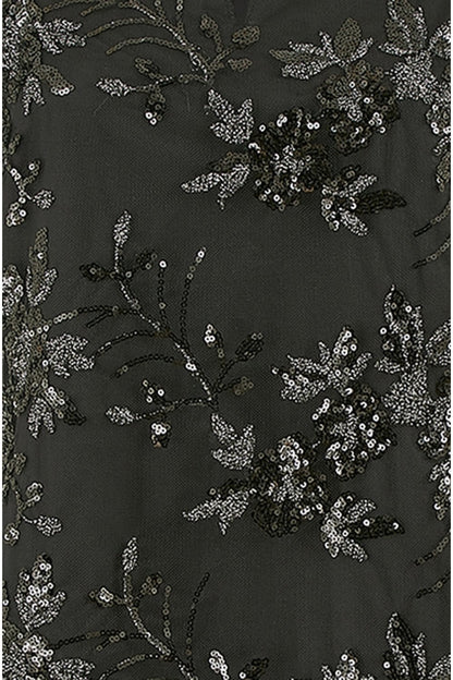 Yumi Black Sequin Embroidered Tunic Dress