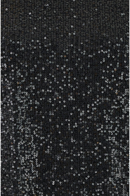 Yumi Black Sequin Top With Sheer Sleeves And Cut Out Back
