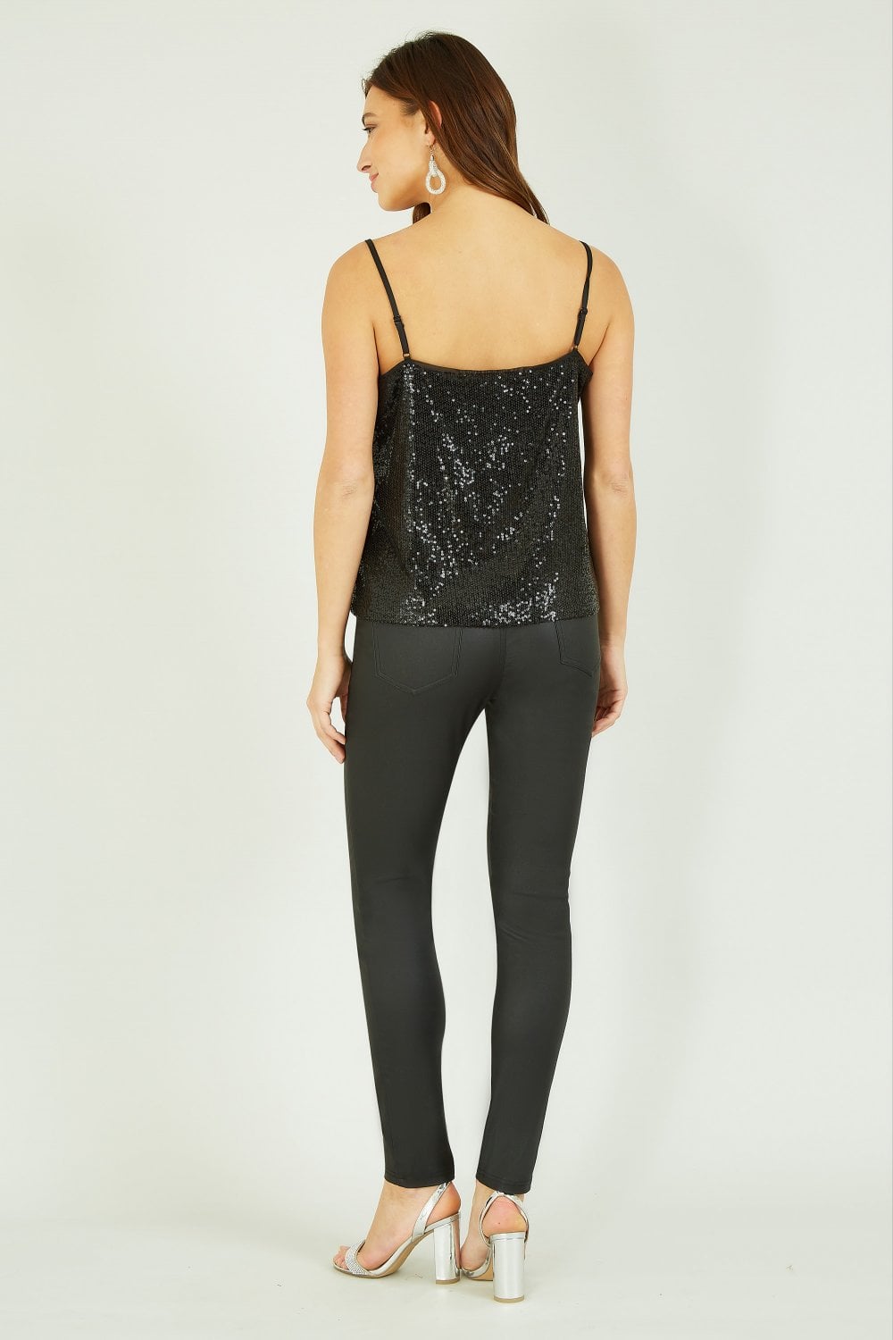 Yumi Black Sequin Vest Top
