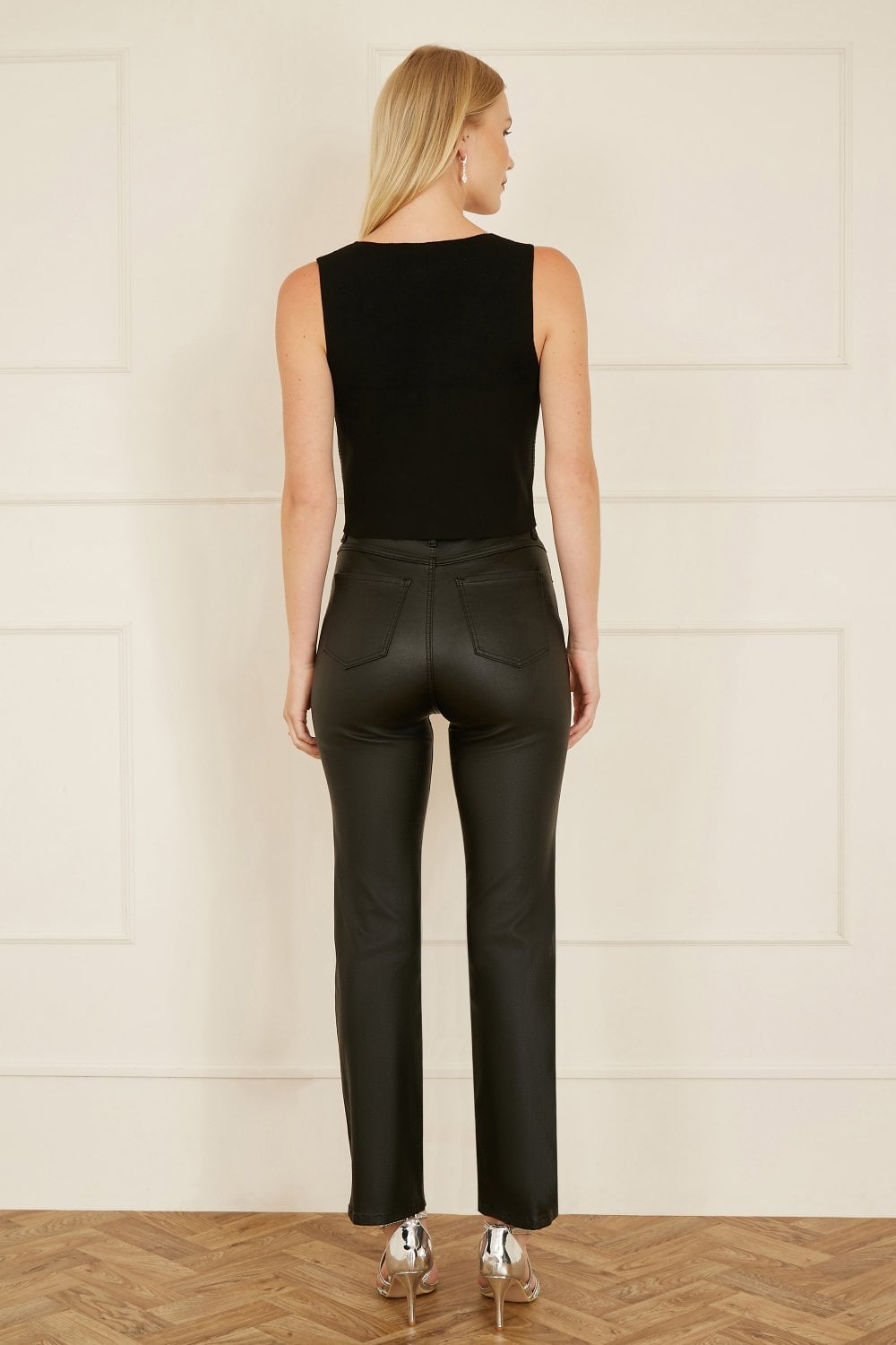 Yumi Black Sequin Waistcoat With Knitted Back