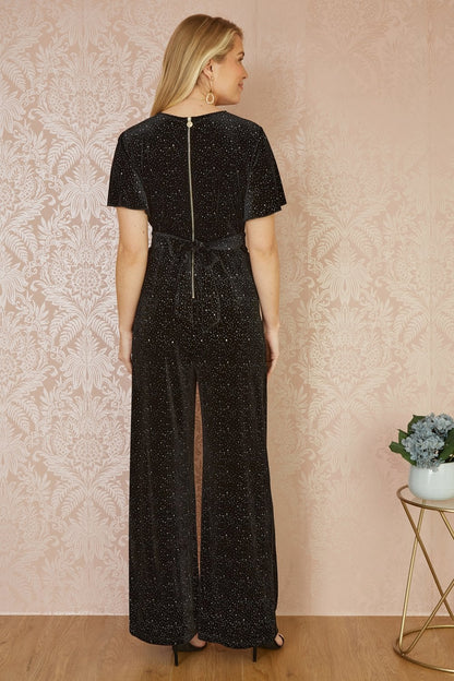 Yumi Black Sparkle Velvet Jumpsuit