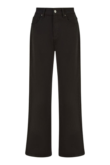 Yumi Black Stretch Canvas Wide Leg High Waist Jeans