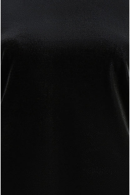 Yumi Black Velvet Fitted Dress With Lace Sleeves