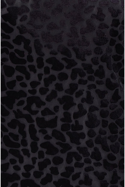 Yumi Black Velvet Leopard V Neck Top