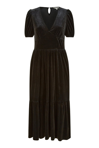 Yumi Black Velvet Midi Dress