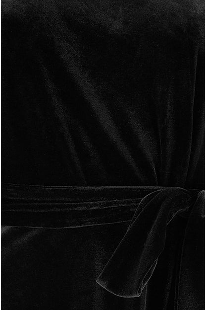 Yumi Black Velvet Skater Dress With Lace Sleeves