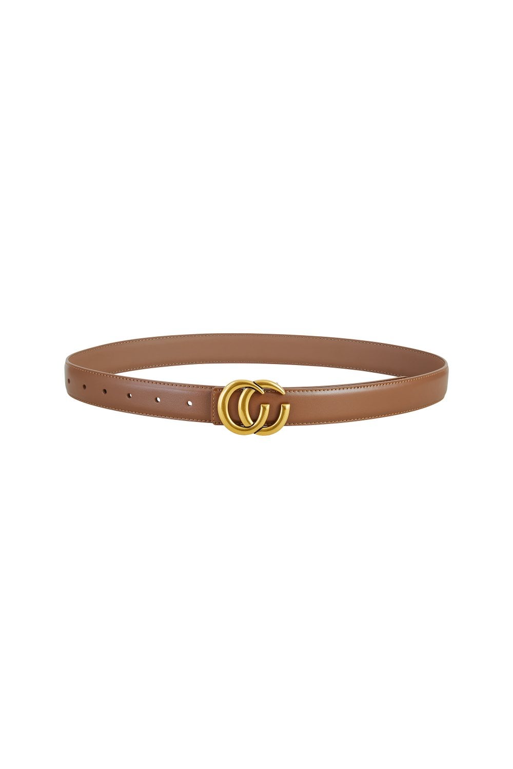 Yumi Brown Gold Buckle Circle Belt