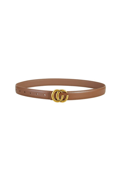 Yumi Brown Gold Buckle Circle Belt