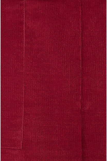 Yumi Burgundy Cord Cropped Wide Leg Trousers With Pockets