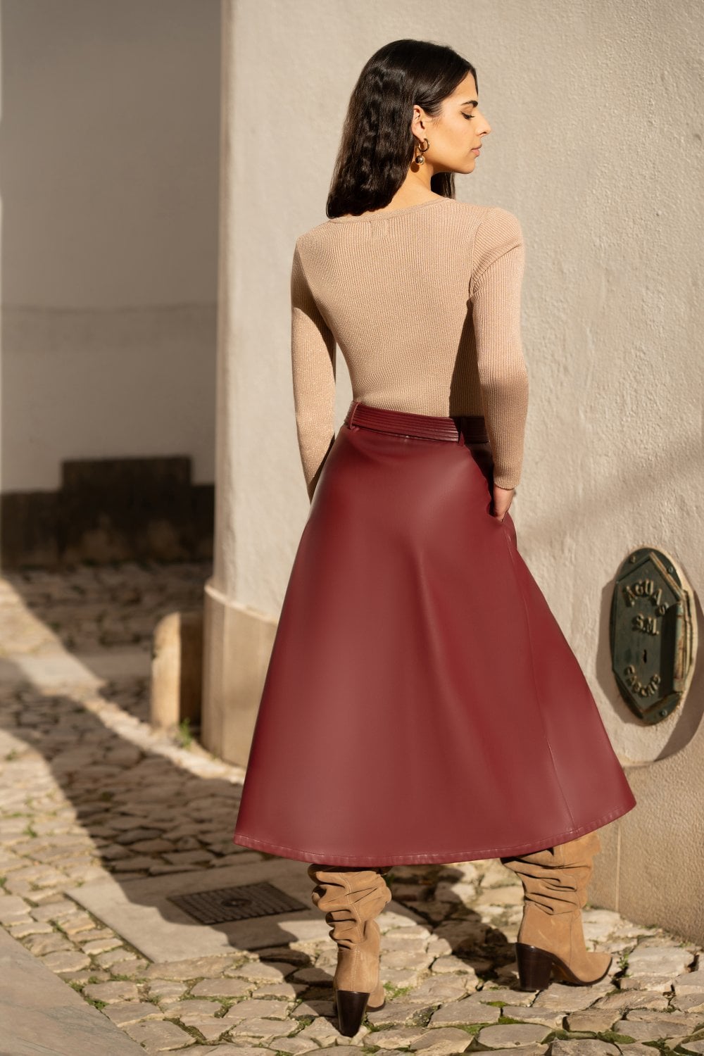 Yumi Gold Metallic Knitted Ribbed Top