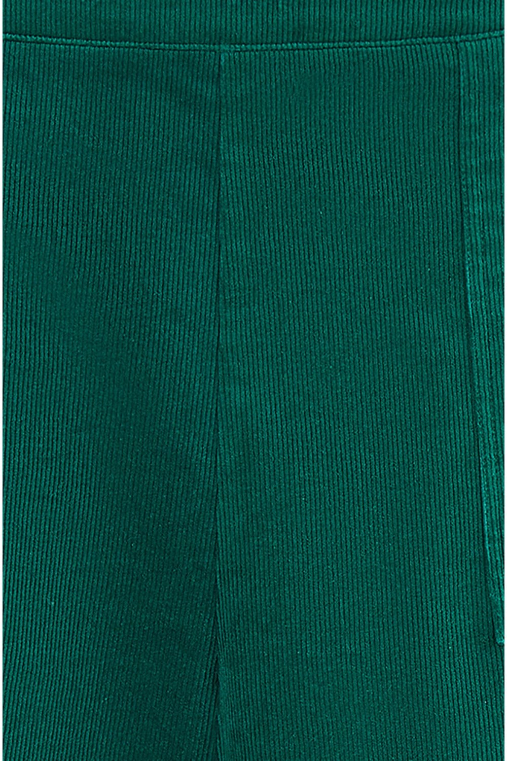 Yumi Green Cord Cropped Wide Leg Trousers With Pockets