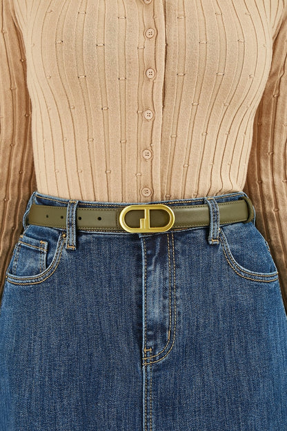 Yumi Green Gold Retro Gold Buckle Belt