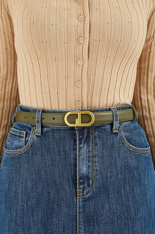 Yumi Green Gold Retro Gold Buckle Belt