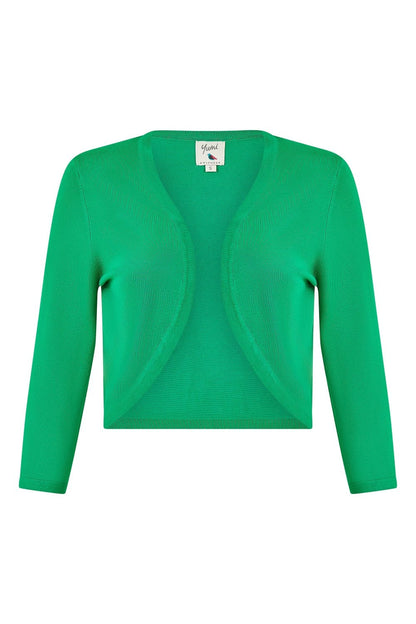 Yumi Green Knitted Curve Bolero